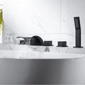 3-5PC Black Brass Waterfall Bathtub Faucet Widespread Tub Sink Tap Three Handles Hot Cold Water Mixer Bathroom Shower Faucet
