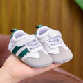 Spring and Autumn Baby Shoes, Color-Blocked Striped Velcro Baby Shoes, Soft-Soled Newborn Walking Shoes, 0-12 Months, Boys and Girls Shoes