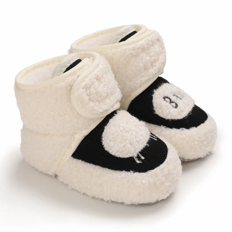 Autumn Winter Boots Baby Girl Boys Winter Warm Shoes Solid Fashion Toddler Fuzzy Balls First Walkers Kid Shoes 0-18M