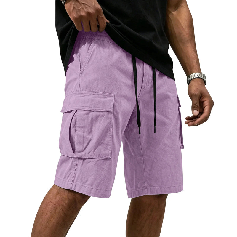 Men Multi-color Cargo Shorts Summer Loose Drawstring | SAMAG