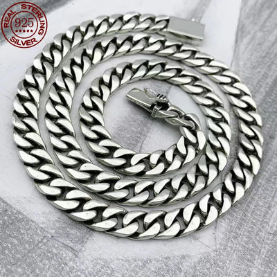 100% S925 Sterling Silver Necklace 7/810MM Punk 925 Chains Original Certified Jewelry Gifts | SAMAG