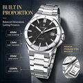 CADISEN Watch Business Automatic Watches Mens Japan 8215 Mechanical Luminous AR Sapphire 100M Waterproof Calendar WristWatch+Box