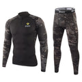 New Outdoor Sports Underwear Camo Training Long-Seeved Tops + Pants Suit Fitness Camping Army Hiking Hunting Underwear Clothes