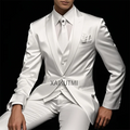 Style White Slim Formal Fit Mens Suit For Wedding Groom Tuxedos 3 Piece Custom Satin Male Fashion Set Jacket Pants | SAMAG