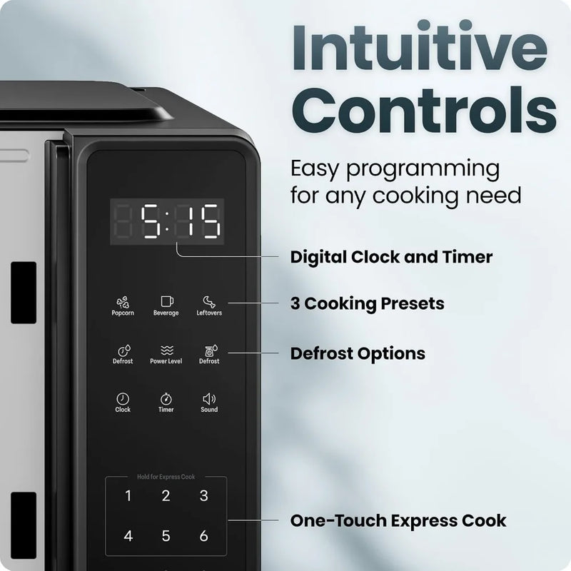 0.7 Cu. Ft. 700W Countertop Microwave with 10 Power Levels, 6 Presets, Eco Mode & Child Lock - Black