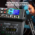 DGNOG Dual UHF Wireless Microphone DJ Audio Mixer 4 Channel Mixer Karaoke Mixer USB Bluetooth for Computer Recording Studio