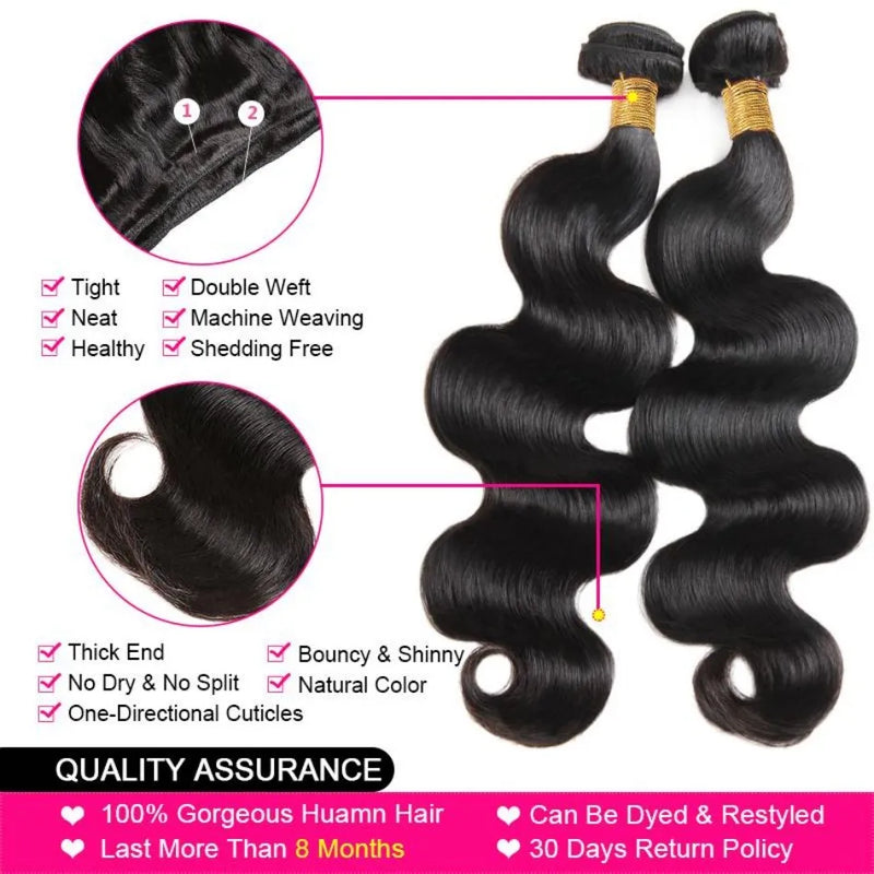 20 30 32 Inch Body Wave Double Weft Human Hair Bundles Remy Hair Extensions Unprocessed Brazilian Hair 1 3 4 Weave Natural Color