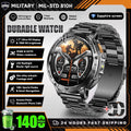 Military Grade Alloy Smartwatch 1400mAh Long Standby Waterproof SOS Emergency Flashlight BT Call Outdoor Sports Watch For Men