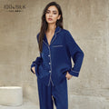 BirdTree, 19MM 100%Real Silk Pajamas Set, Women Long Sleeve Solid, Sexy Casual Long Pants Homewear, 2024 Summer Autumn S48086QC
