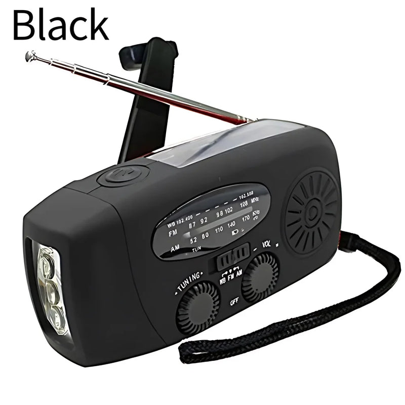 Portable Solar Hand Crank AM/FM Radio for Survival,Rechargeable Battery Powered Radio,USB Charger,Flashlight,Reading Lamp