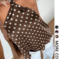 Women's Fashion Polka Dot Print Halter Necktie Top One Piece Round Dot Patterned Halter Style Vest-Style Upper Apparel