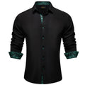 Men's Polyester Cotton Solid Black Shirts Long Sleeve | SAMAG