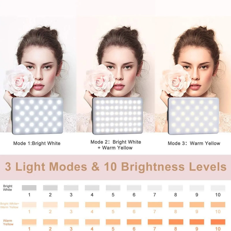LED Portable Clip-on Selfie Light; Video Conference Lighting, 3 Lighting Modes, Suitable for iPhone Camera Laptop