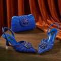 New Italian Pumps and Bag To Party 2026 INS Style Pointed DURABLE OUTSALE Rhinestone Elegant Coffee Color High Heels for Women