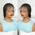 Short Ombre Cornrow Braided Bob Wig Synthetic Full Lace Braided Lace Wig with Baby Hair Knotless Handmade Braids Wigs for Women