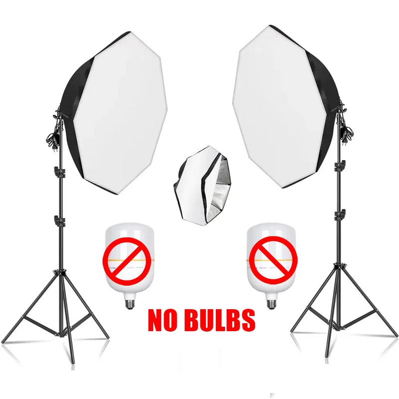 SH 2Pcs 50x70cm Photo Studio Kit With Softbox LED Bulbs Light Tripod for YouTube, Tiktok, Studio Portraits, Photography