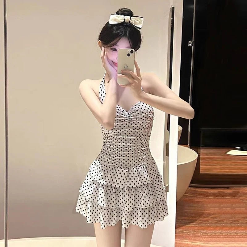 Swimsuit Women Polka Dot Halter Slim Tummy Control Sexy | SAMAG