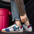 Men's Fashionable Versatile Retro Sneakers with Color-Blocking, Breathable Mesh Upper, Soft Sole, Casual Jogging Shoes, Lightweight Trendy Striped Patchwork Sports Sneakers, Suitable for Everyday Street Wear