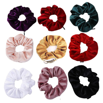 Portable Hidden Safe Sight Secret Hair Tie Storage Case Scrunchie With Zipper Hide Key Cash Jewelry For Travel | SAMAG