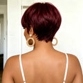 Short Pixie Cut Human Hair Wigs with Bangs, Hair Straight Layered Full Machine Made Wig for  Women Natural Looking