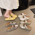 Summer Women Metallic Round Toe Mary Jane Hook & Loop Strap Mules Clogs Non Slip Casual Flats Sandals Slippers Shoes for Ladies