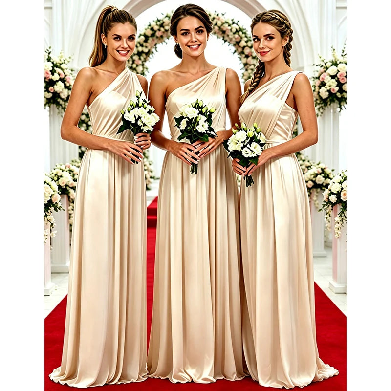 One Shoulder Lemon Yellow Bridesmaid Dresses Chiffon | SAMAG