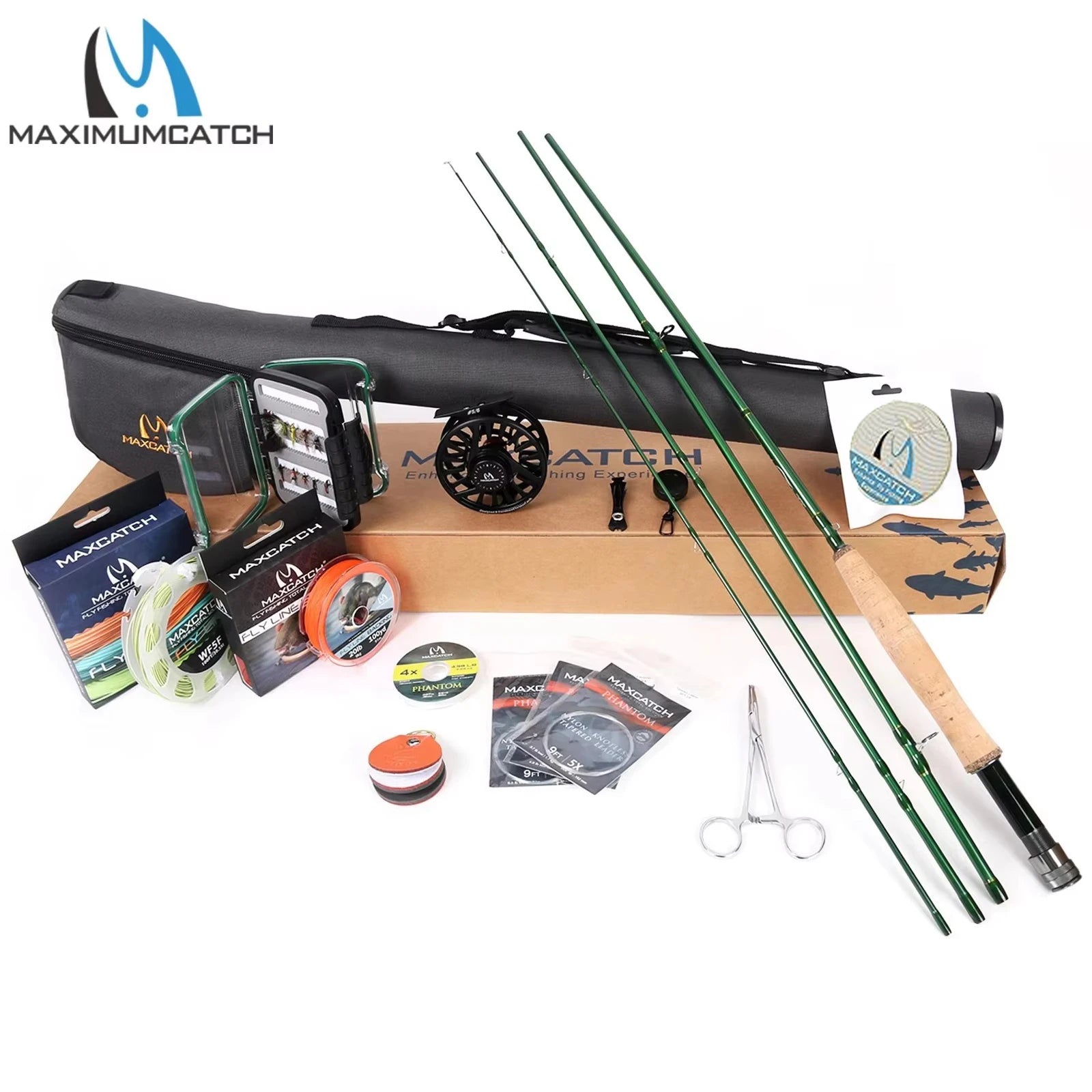 Maximumcatch Premier Fly Fishing Rod Reel Combo Complete Kit with Line Case 4 Piece Fly Rod Outfit for Beginner Anglers