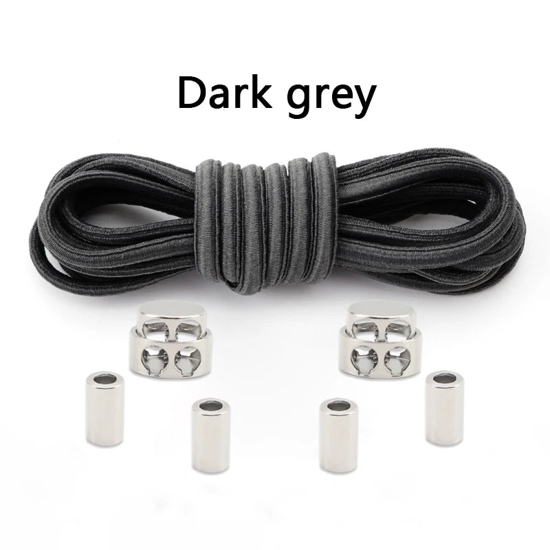 Oval Elastic Shoelace Metal Buckle Laces Unisex Quick-On/Off Shoelaces for Sneakers and Boots 1Pair/2Pair