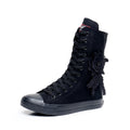 Boots Women Sneakers Canvas Casual High Top Shoes Long Boot Lace-Up Zipper Comfortable Flat Boot Sneakers Tenis Feminino