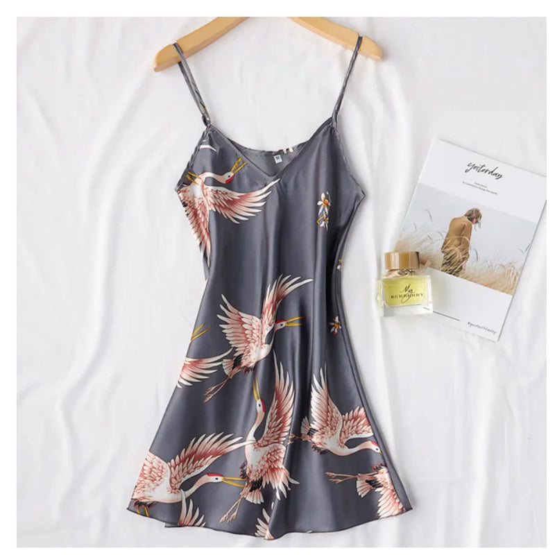 Sexy Nightwear Gown Set Women Pyjama V-Neck Pajamas Silky | SAMAG