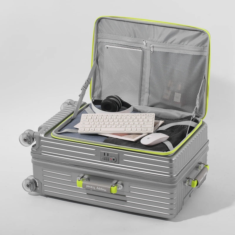 Side Opening Suitcase Scalable Large Capacity Case Rolling Luggage 20/24/28inch Travel Trolley Bag With TSA Lock Colorful Wheels
