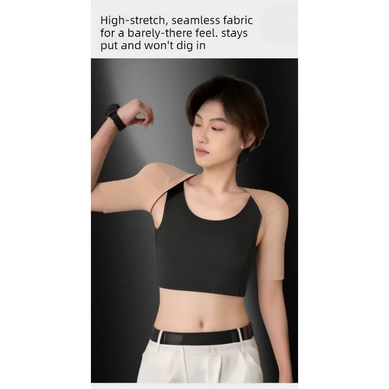 Seamless Insert Shoulder Pads Cosplay Short Sleeve Fitness Sport Top Wide Shoulder Insert Slim Big Muscle Clothes Female Male