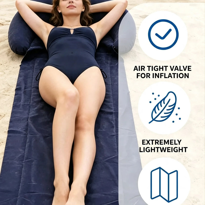 Inflatable Flocked Beach Mattress With Pillow 176×55cm | SAMAG