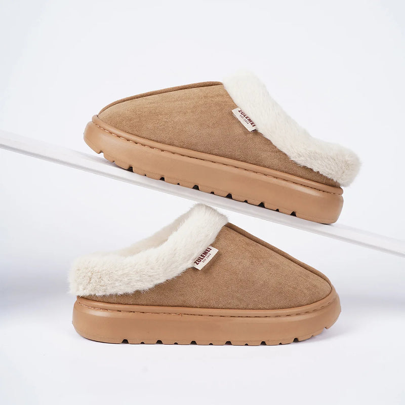 Winter Women Shoes Casual House Shoes For Men 2026 Outdoor Warm Cotton Shoes For Women Indoor Plush Padded Slippers Female