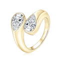 Ehhai 1.5ct Pear Cut Moissanite Twist Shank Open Band Ring for Women 14K Gold Filled Wedding Anniversary Stacking | SAMAG