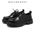 2025 Korea Leather Platform Oxfords Slip On Thick Tottom For Male Derby Shoes Casual Loafers Mens Square Toe Formal Dress Shoes