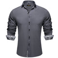 DiBanGu Men Shirt Long Sleeve Black Solid Red Paisley | SAMAG