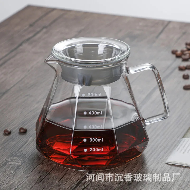 Glass Drip Coffee Maker,Diamond Design Glass Dripper and Filter Holder Manual Coffee Brewer for Home and Office