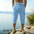 Men Summer Cotton Linen Shorts Retro Multi Pocket Loose | SAMAG