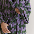 Retro Plaid Cotton Bathrobe Super Soft Absortion Hooded Loose Bath Robe Coat Towel V Neck Warm Sleepwear Robes Women Homewear