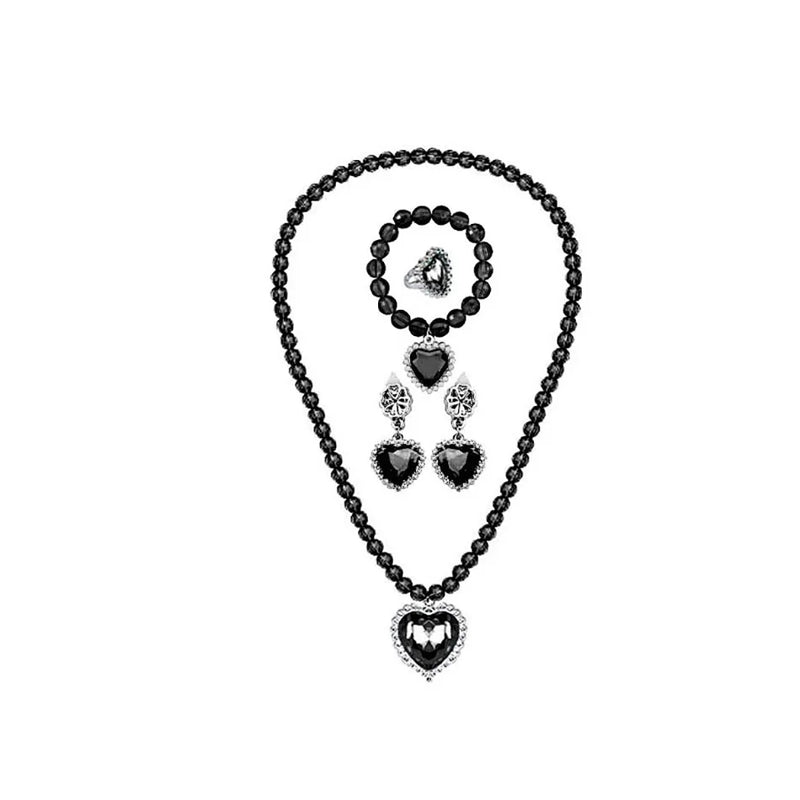 Children Girls Elsa Sofia Belle Princess Accessories Refinement Beading Necklace Bracelet Ring Earring Jewelry 5pcs Sets