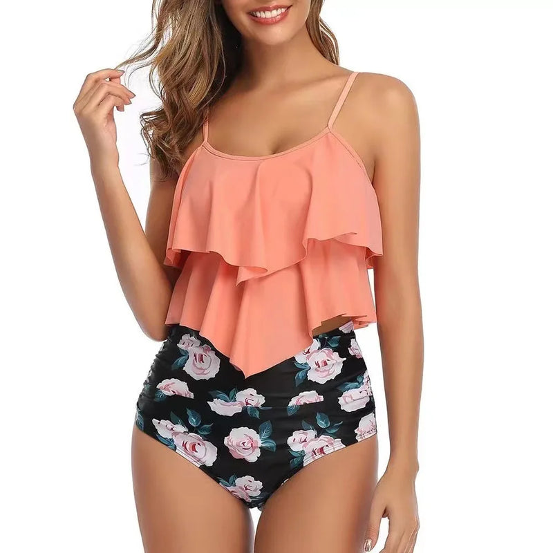 Swimwear Ruffles Women Suits Two Piece Sets Printed | SAMAG