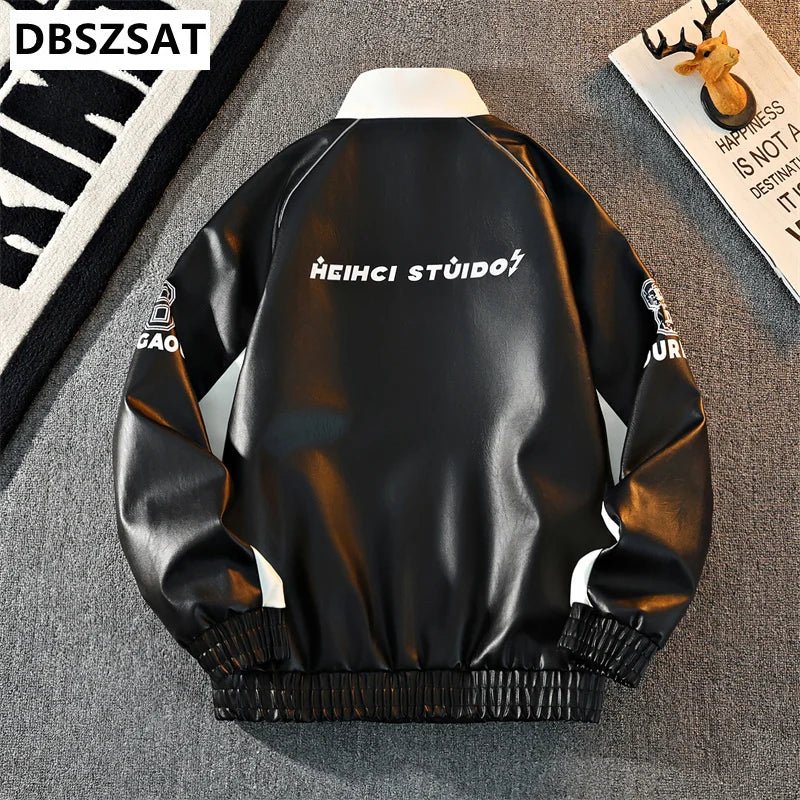 Men 2027  Fleece Warm Motorcycle Coats Biker PU Leather Jackes Mens Trends Stand Collar Slim Overcoat Thick Fur Leather Jackets
