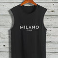 Men's Vest Short-Sleeved T-Shirt - Modern T-Shirt White Milano Italy Print Casual Wear