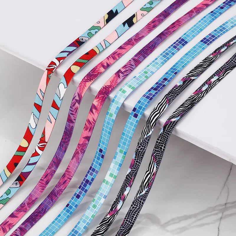 Graffiti Shoelaces Fashion Leisure for Men and Women Flat Shoe Laces Wear Resistant Non Fading College Style Shoestring 1 Pair