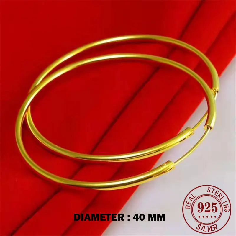 Senlissi - 18k Gold Plated Hoop Earrings For Women 925 Sterling Silver 2.0mm Fashion Rings Rose Cерьги - Visuel 21 | SAMAG