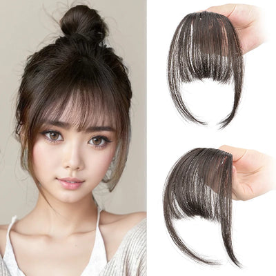 Synthetic Fake Invisible Air Bangs Hair Extension Front | SAMAG