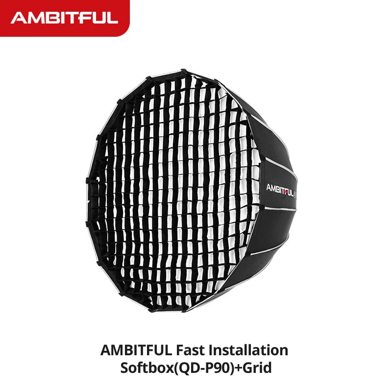 AMBITFUL P70 P90 P120 Bowens Mount Parabolic Deep Softbox with Quick Release Grid