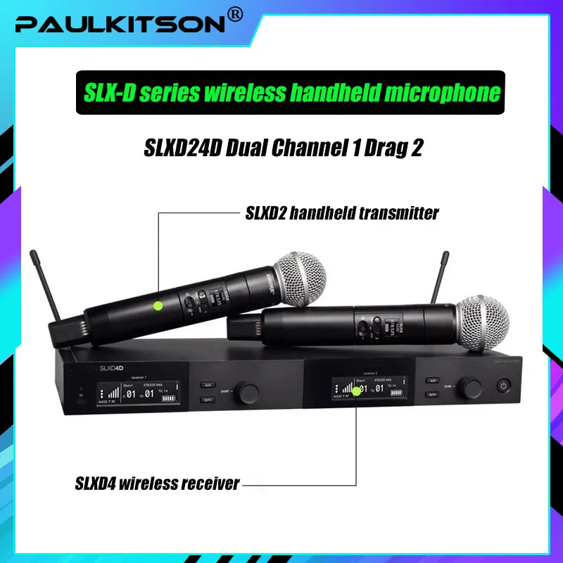 SLXD Microfone 500/600/800MHZ Wireless Microphone System 4pin Headset KSM8/Beta58 Professional Audio Equipment For Stage Karaoke
