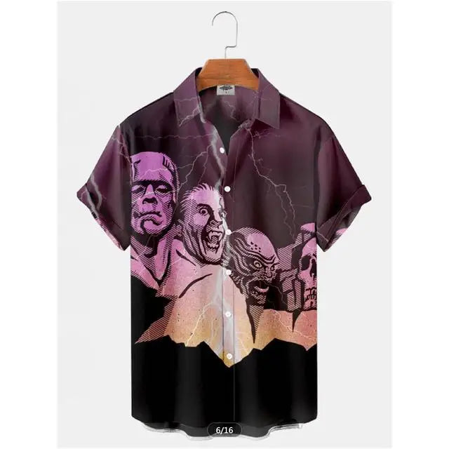Summer Men's Hawaiian Shirt Movie Figures Horror Vintage | SAMAG